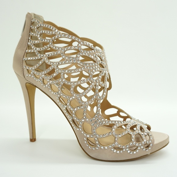 INC International Concepts Shoes - INC Embellished High Heel Evening Sandals Bisque